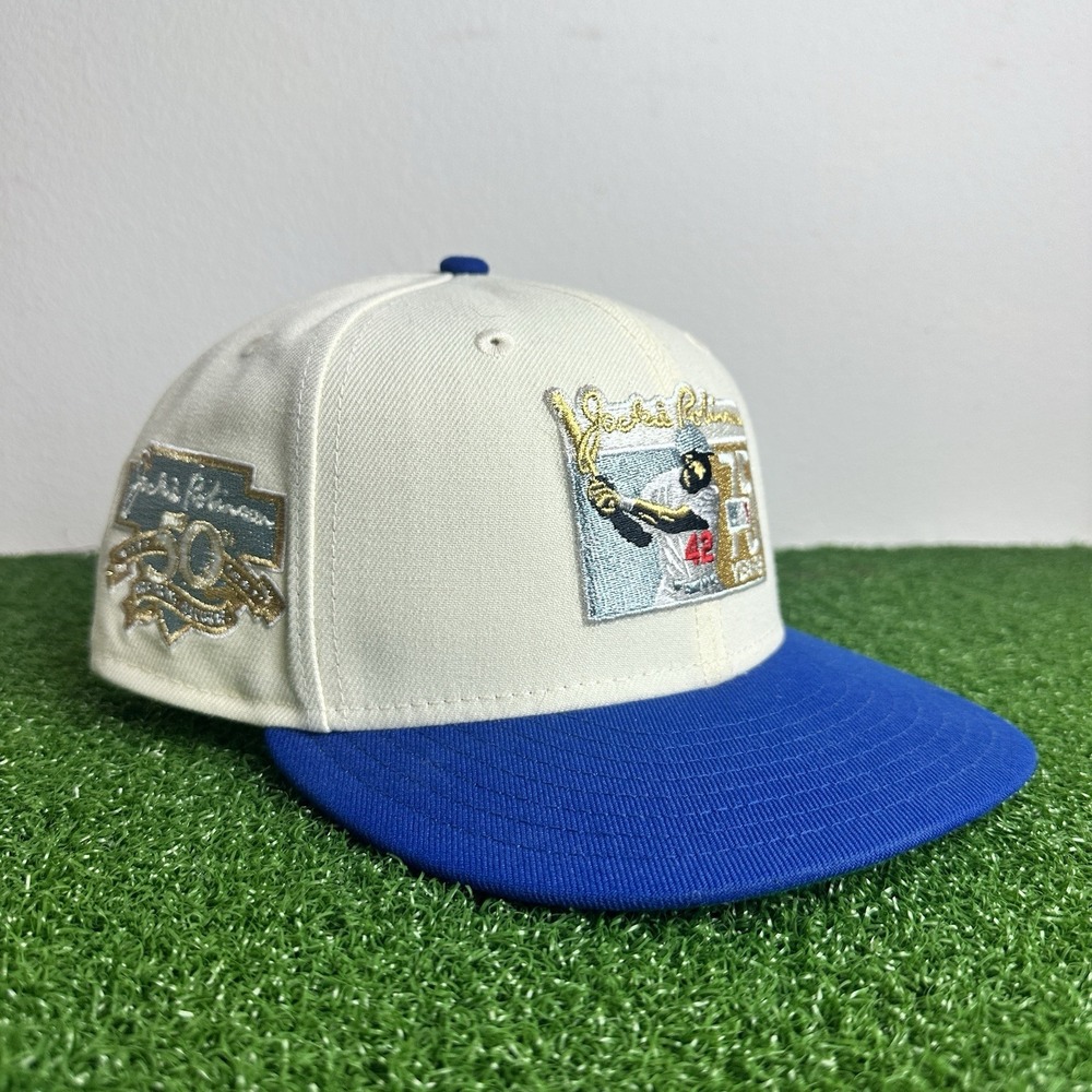 Jackie Robinson Dodgers Off White Fitted BKLYN New Era Fitted SIZE 7 3/8